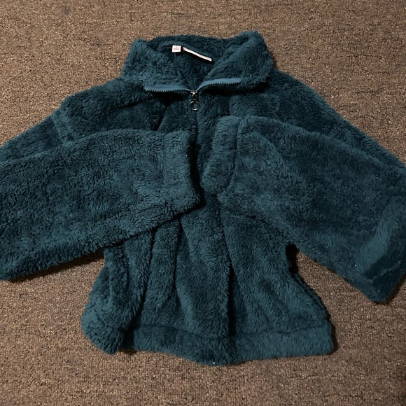 Cozy Fleece sherpa winter fall sweatshirt Teal - Picture 1 of 3